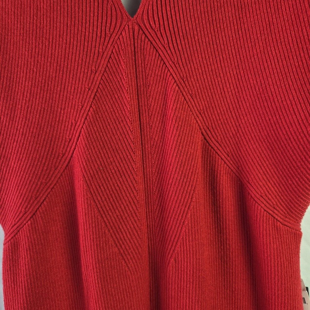 Banana Republic Lenzing Ecovero Serene Sweater Dress Large Red Ribbed Date Night - Picture 4 of 16